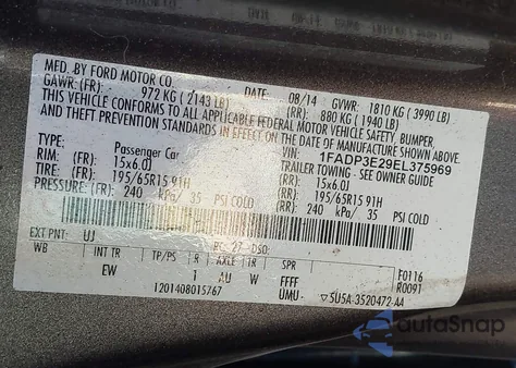 2014 Ford Focus S z USA, uszkodzony, nr VIN 1FADP3E29EL375969